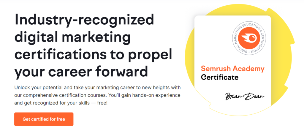 Semrush Academy darmowy certyfikat