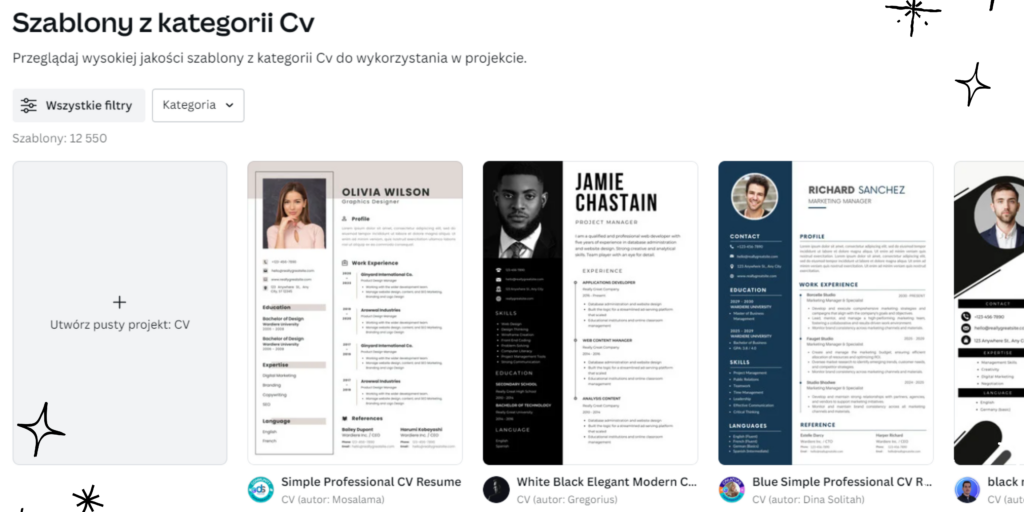 Zdjęcie przedstawiające szablony CV