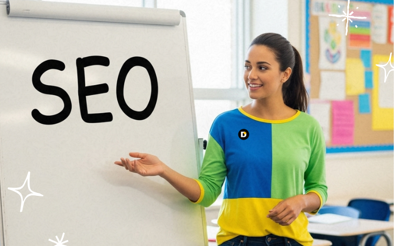 Pozycjonowanie SEO jak zacząć - kobieta ucząca SEO